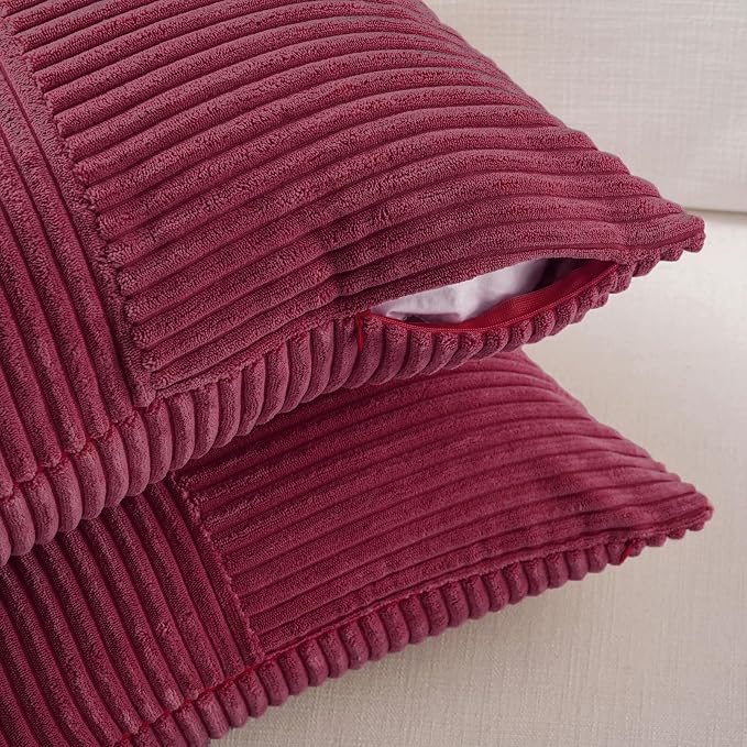 Fancy Homi 2 Packs Burgundy Decorative Throw Pillow Covers 22x22 Inch - Image 4