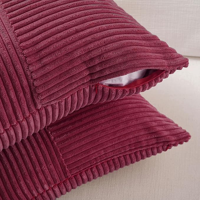 Fancy Homi 2 Packs Burgundy Lumbar Decorative Throw Pillow Covers 16x32 Inch - Image 4