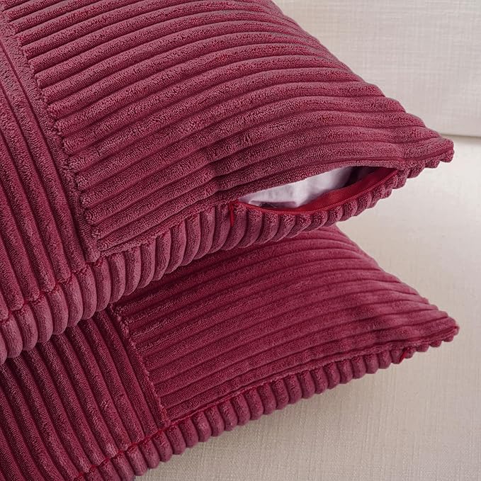 Fancy Homi 2 Packs Burgundy Long Lumbar Decorative Throw Pillow Covers 16x24 - Image 4