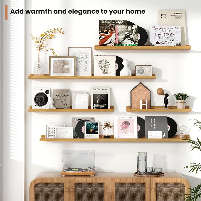 Fun Memories Picture Ledge Shelves Set of 4, 24 Inch Rustic Wall Mounted - Image 7
