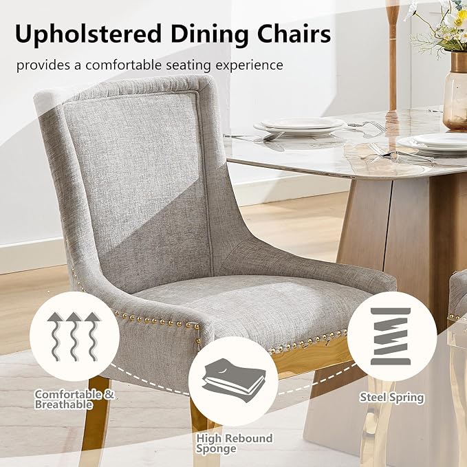 Upholstered Dining Chairs Set of 4, Modern Fabric Side Chairs - Image 4