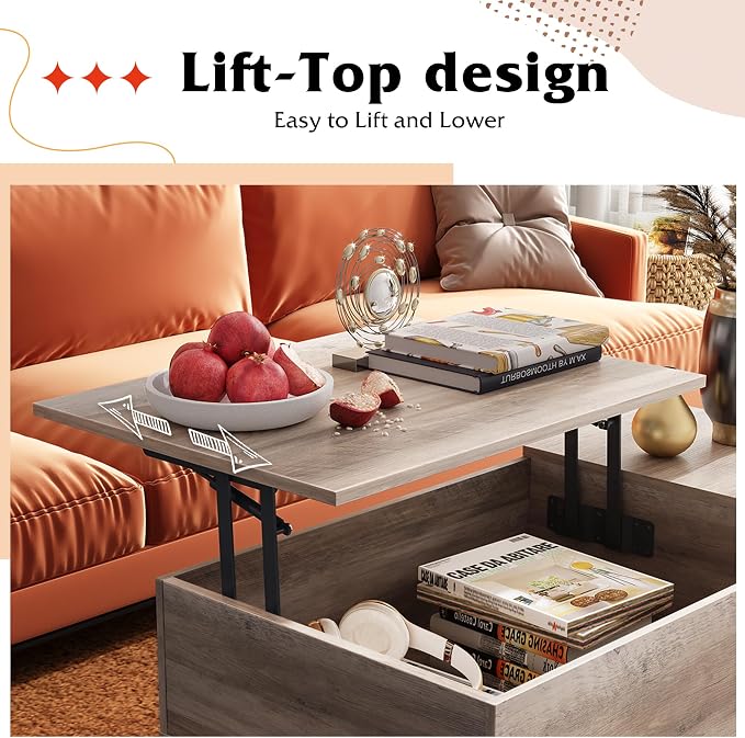WLIVE Lift Top Coffee Table for Living Room, Small Coffee Table - Image 4