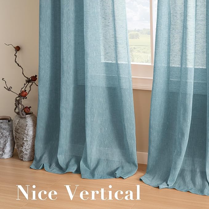 Elegant Natural Linen Curtain Panels Energy Efficient Semi - Image 7