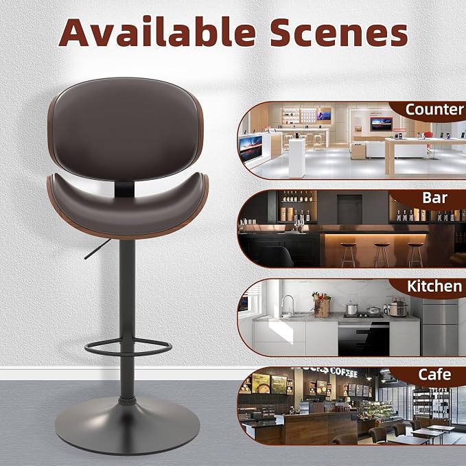 civama Brown Bar Stools Set of 2 - Image 9