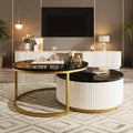 Modern Round Nesting Coffee Table Fluted by Flieks
