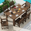 SERWALL HDPE Dining Set for 6: 1 Umbrella Hole Table, 4 Armless + 2 Armchairs. by SERWALL
