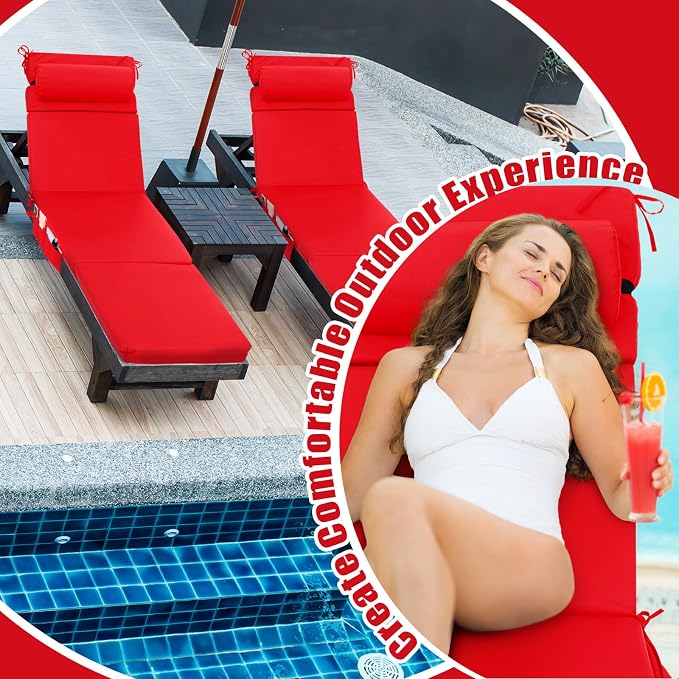 Wenqik 2 Pcs Outdoor Chaise Lounge Cushion - Image 5
