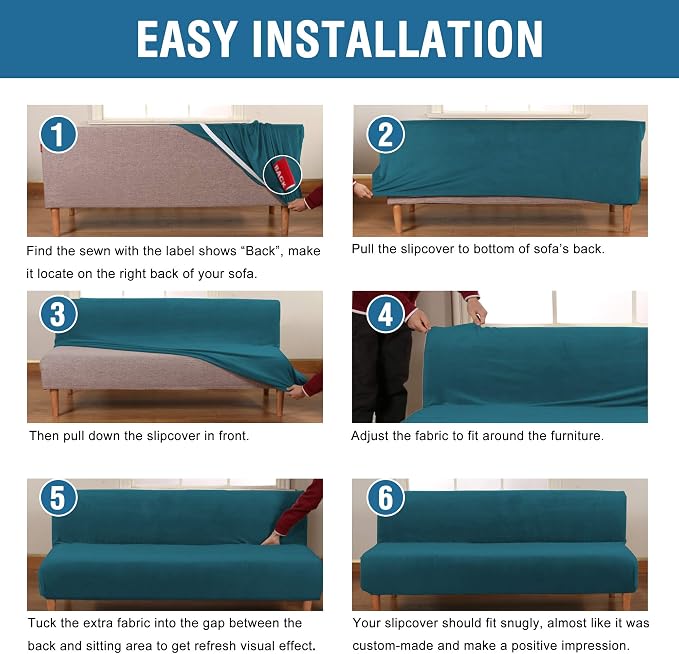 H.VERSAILTEX Real Velvet Futon Cover Armless Sofa Covers Sofa Bed Covers - Image 6