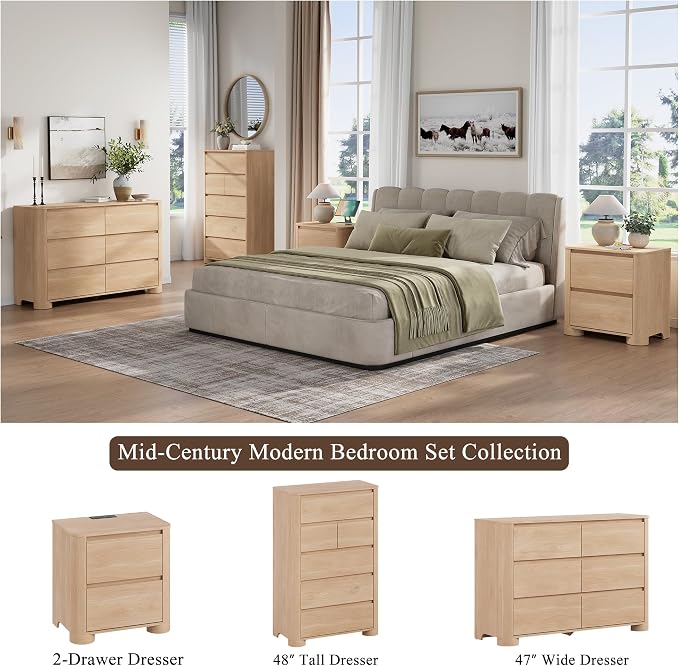 YANSNWO Modern Minimalist Dresser and Nightstand Sets 3 Piece Bedroom Set - Image 4