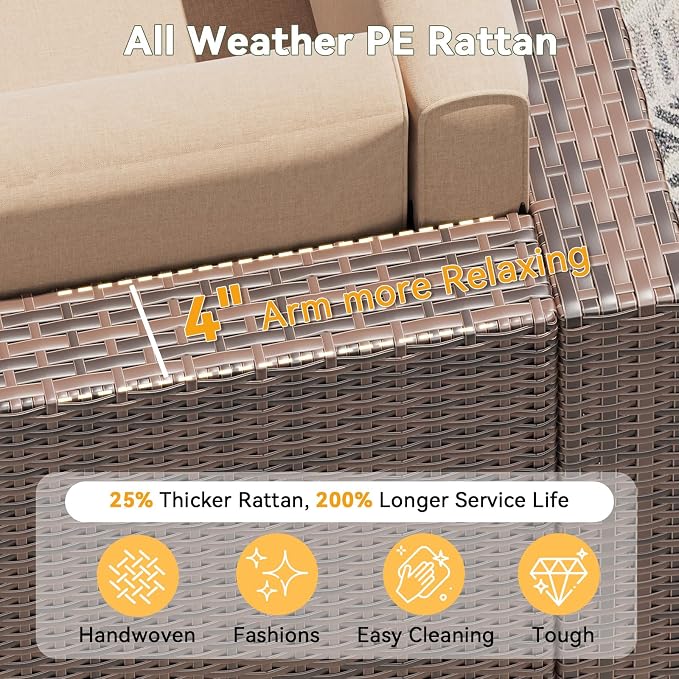 Aoxun 8 Piece Patio Furniture Set, Wicker Outdoor Furniture - Image 2