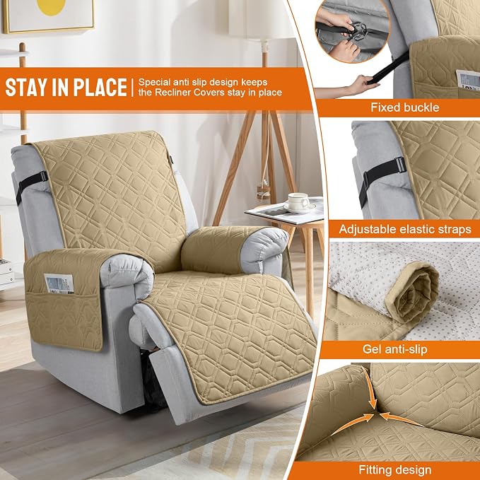 VANSOFY 100% Waterproof Recliner Chair Covers, Recliner Cover Non-Slip Dog - Image 2