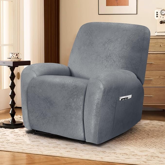 ANARACHON Leather Look Recliner Chair Covers, 4-Pieces Stretch Recliner Cover - Image 6