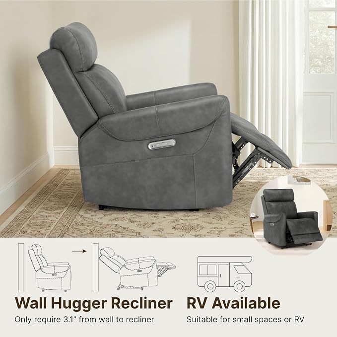 KISLOT Leather Recliner Chair Set of 2, Wall Hugger RV Recliners - Image 4