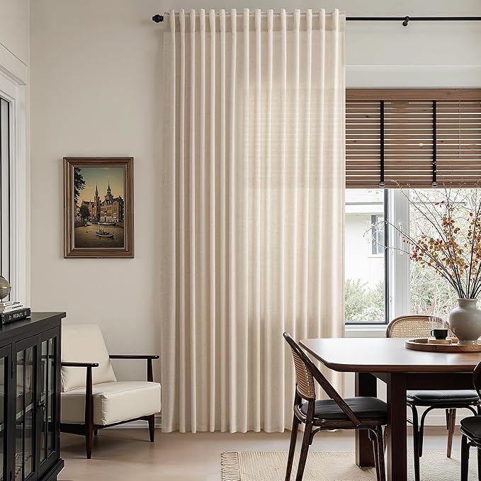 Nanspring Grey Flax Curtains 90 Inch Length 2 Panels Set - Image 6