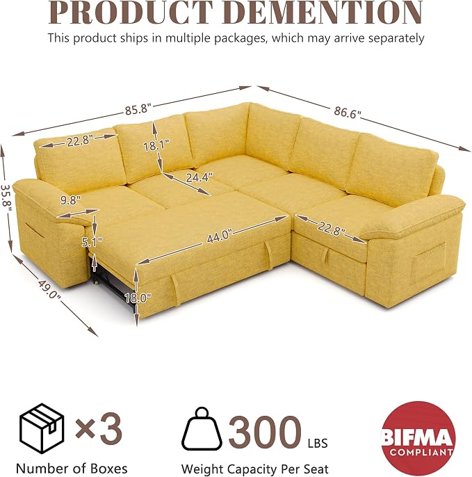 85 Inch Modular Sectional Sofa - Image 3