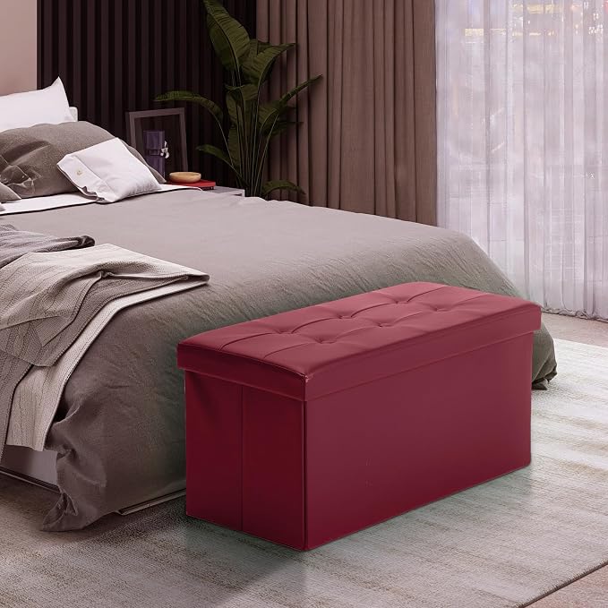 COSYLAND Ottoman Bench with Storage 30x15x15 inches White Ottoman - Image 2