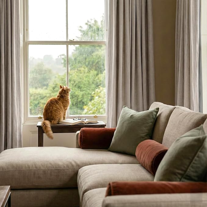 RYB HOME 100% Blackout Linen Curtains 102 Inch Long, Thermal Insulated Privacy - Image 5