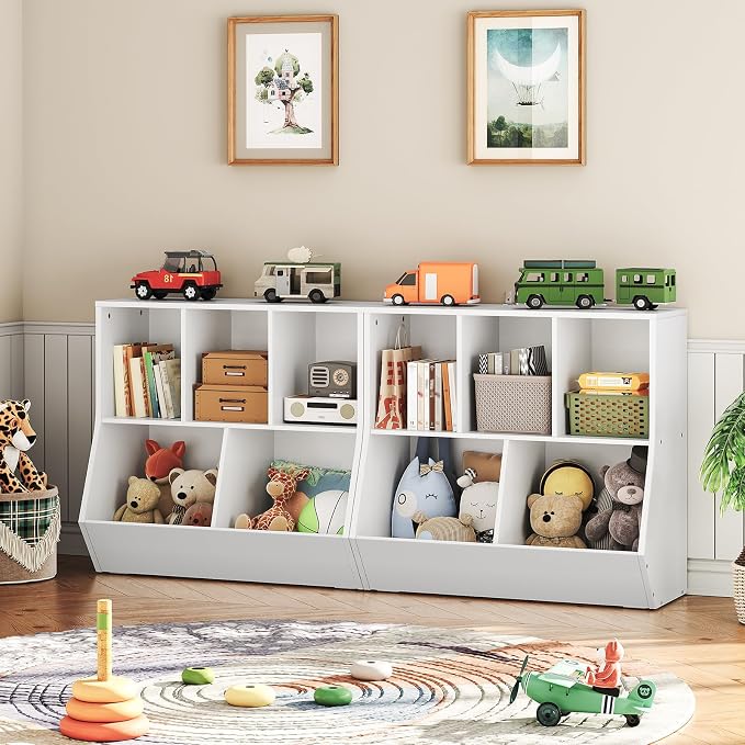 HOOBRO Kids Bookshelf, Bookcase Footboard, 31.5" L Toy Storage Cubby, - Image 4