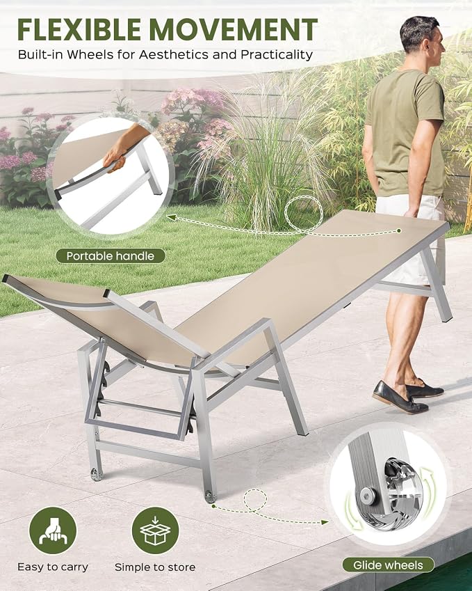 Patio Chaise Lounge Chair Outdoor Set of 2 - Image 5