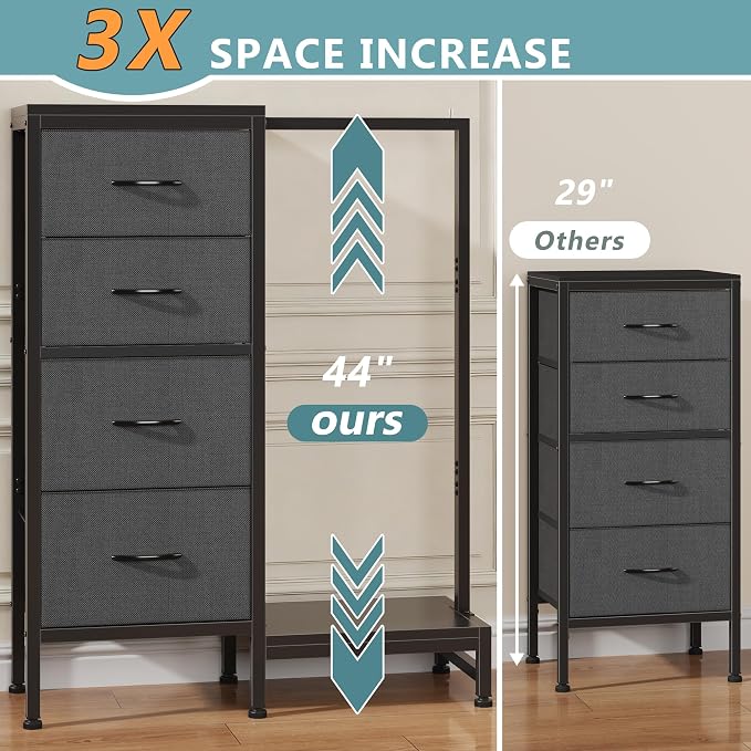 HIGDBFE Dresser with Hanging Rack, 4 Drawers Small Closet - Image 3