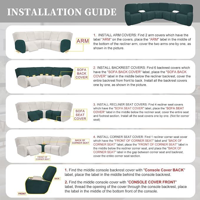 100% Waterproof Sectional Recliner Couch Covers - Image 7