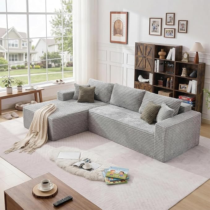 108" Boneless Couch Modular Sectional Sofa, L-Shaped Couch - Image 8