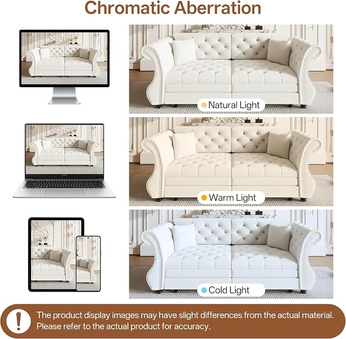 83.8" Oversized Pull Out Sofa Bed, Chesterfield Velvet Sleeper Sofa Couch - Image 8