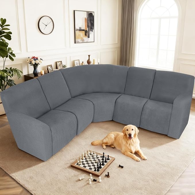ALIECOM 100% Waterproof Recliner Sectional Couch Covers L Shape Stretch Corner - Image 2