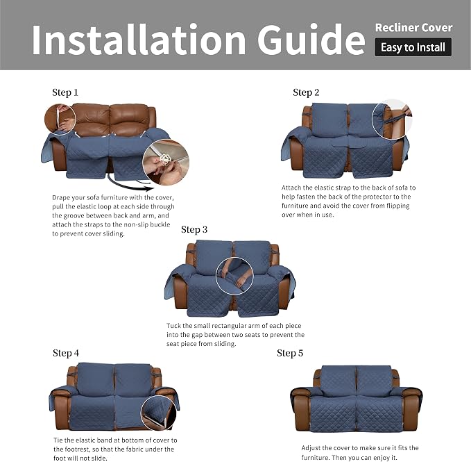 Easy-Going Oversized Loveseat Recliner Cover, Reversible Couch Cover - Image 7