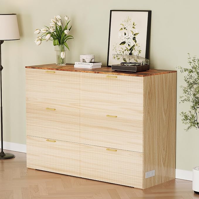VINGLI Full Murphy Bed with Storage Drawer, 2 Charging Station, Fluted Wooden - Image 2