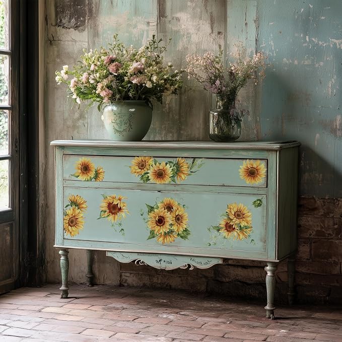 Vintage Floral Rub on Transfer for Furniture Large Flower UV DTF Transfer by Flortlias