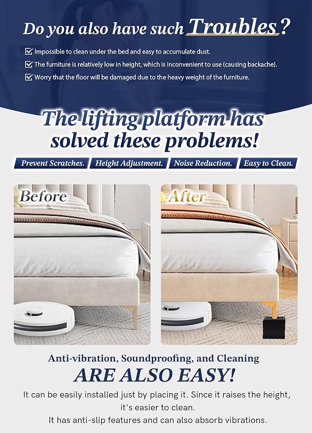 EclatBain Bed Risers Furniture Risers Heavy-Duty Rectangular Adjustable Block - Image 4