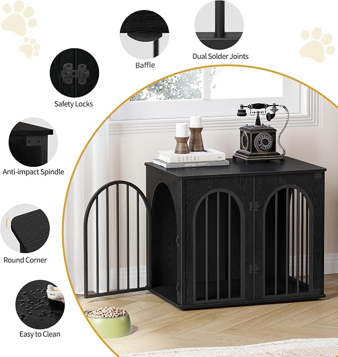 Hzuaneri 26.8'' Wooden Dog Crate Furniture, Indoor Dog Kennel Dogs Cage - Image 9