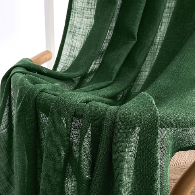 MIULEE Emerald Green Linen Curtains 84 Inch Length - Image 6