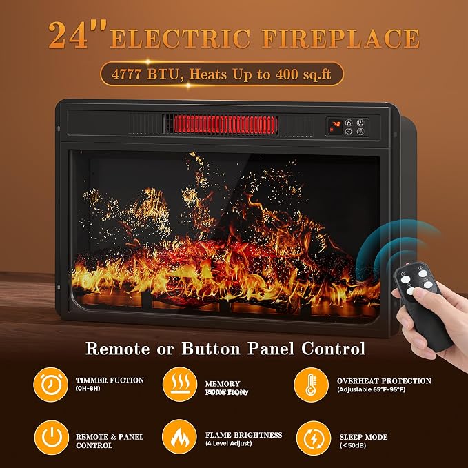 Jocoevol Fireplace TV Stand for TVs up to 65", Electric Fireplace - Image 3