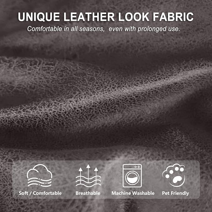ANARACHON Leather Look Loveseat Recliner Cover, 6-Pieces Stretch Dual Recliner - Image 5