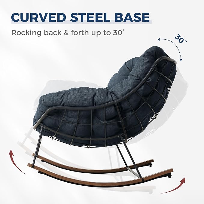 Grand patio Outdoor Rocking Chair, E-Coated Modern Cozy Lounge Rocker Chair - Image 5