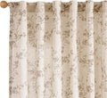 Lazzzy 90 Inch Curtain for Living Room Taupe Floral Drapes Linen for Bedroom by Lazzzy