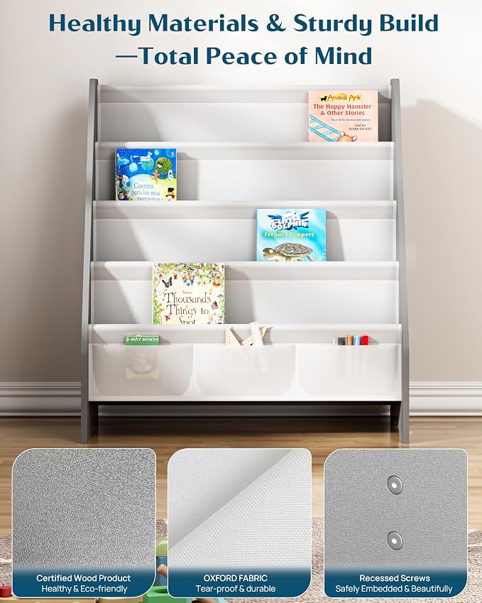 SEIRIONE Sturdy Kids Bookshelf, 4-Tier Book Shelf - Image 3