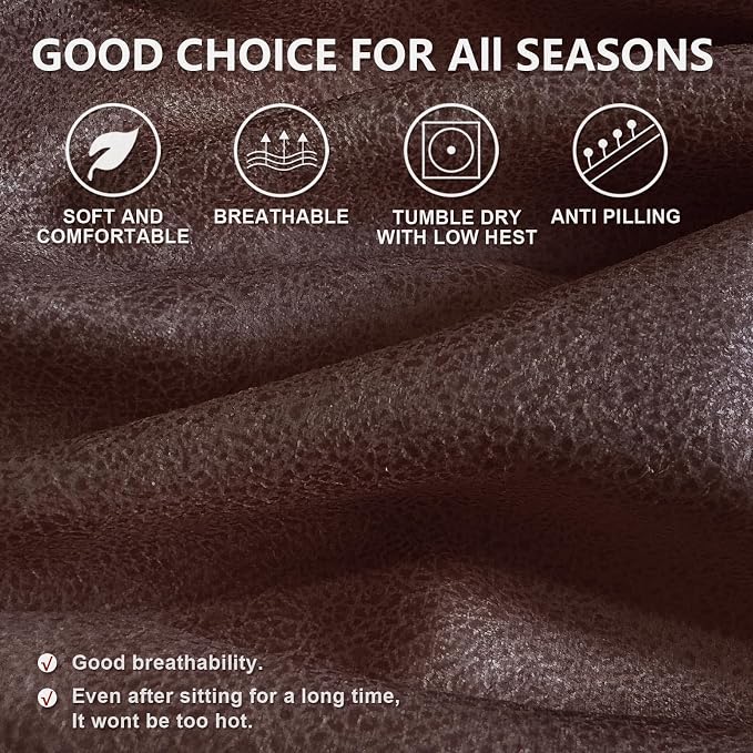 ANARACHON Leather Look Recliner Chair Covers, 4 Pieces Recliner Covers Non Slip - Image 4