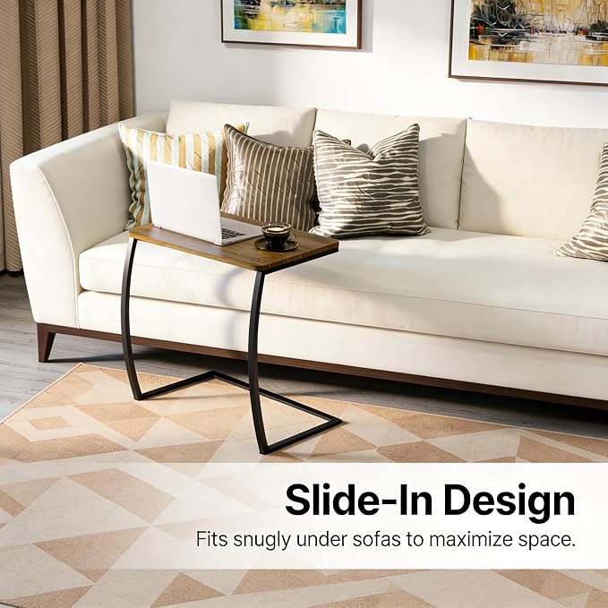 SRIWATANA Side Table, End Table, Vintage C-Shaped Couch Table - Image 4