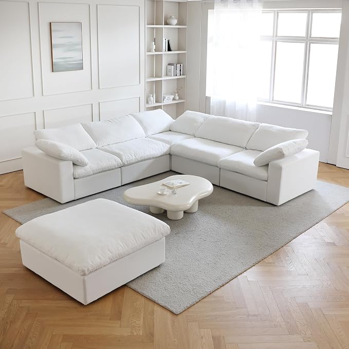 JACH V Shape Cloud Couches for Living Room, Modular Convertible Sectional Sofa - Image 5