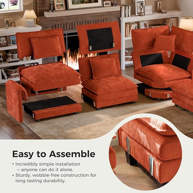 ELUCHANG 114" Oversized V-Shaped Cloud Couch Modular Sectional Sofa - Image 8