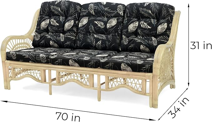 Malibu Lounge Set of 4: 2 Natural Rattan Wicker Chairs, Three-Seater Sofa and - Image 4