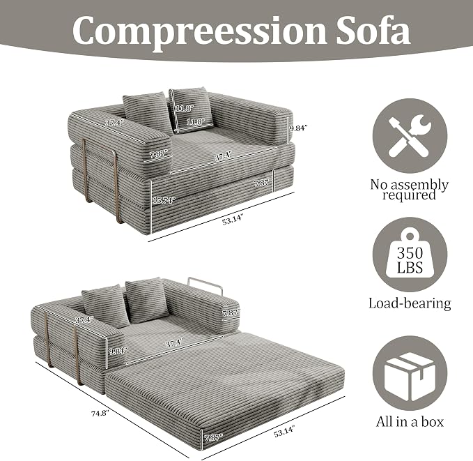 BSHOMGI 4 in 1 Futon Sofa Bed Queen Size - Image 2