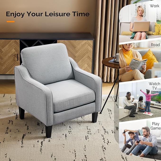 VINGLI Modern Accent Chairs Set of 2, Upholstered Sofa Chair Reading Chair - Image 10
