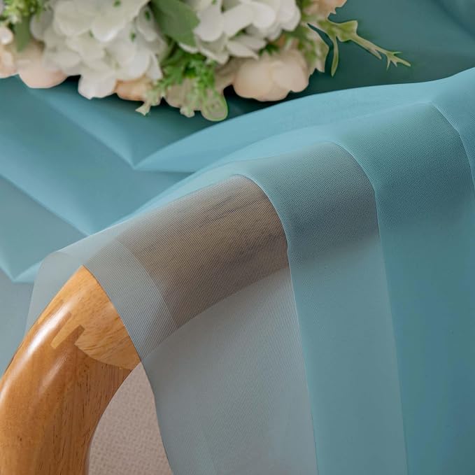Simplebrand Aqua Sheer Curtains 96 Inches Long, Light Filtering Rod Pocket - Image 7