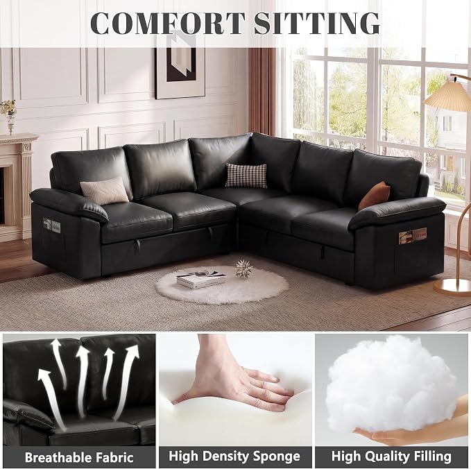 85 Inch Faux Leather Modular Sectional Sofa - Image 5