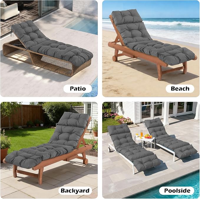 Chaise Lounge Cushions Outdoor, Waterproof & Fade Resistant Patio Lounge Chair - Image 7