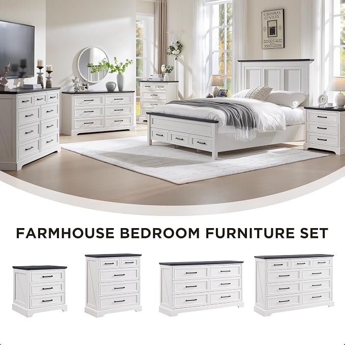 ACCOHOHO Farmhouse Nightstands Set of 2, 22 Inch Wide End Table - Image 4